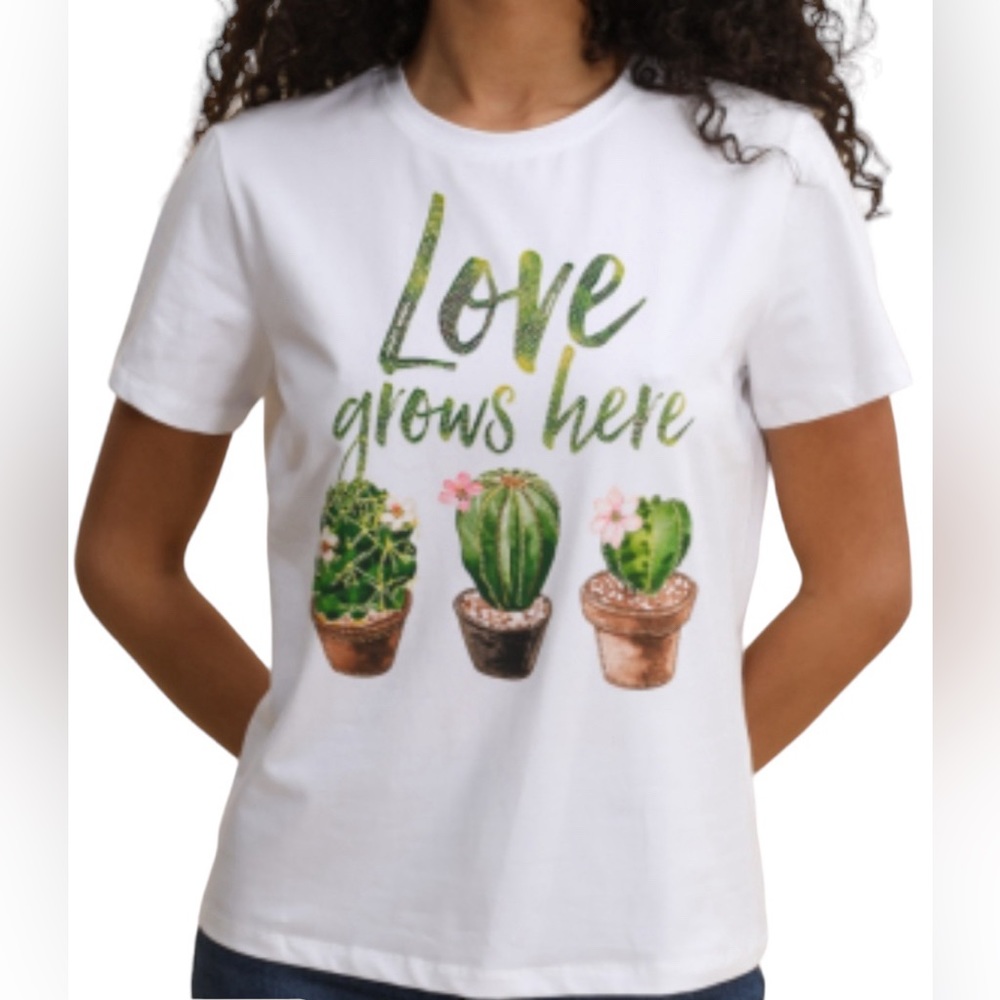 ATTRAIT PARIS NWT Printed cotton t-shirt with "Fun, hot, sunny" Size: L/XL